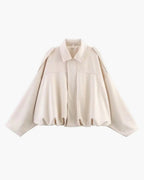 Women's faux suede collared bomber jacket