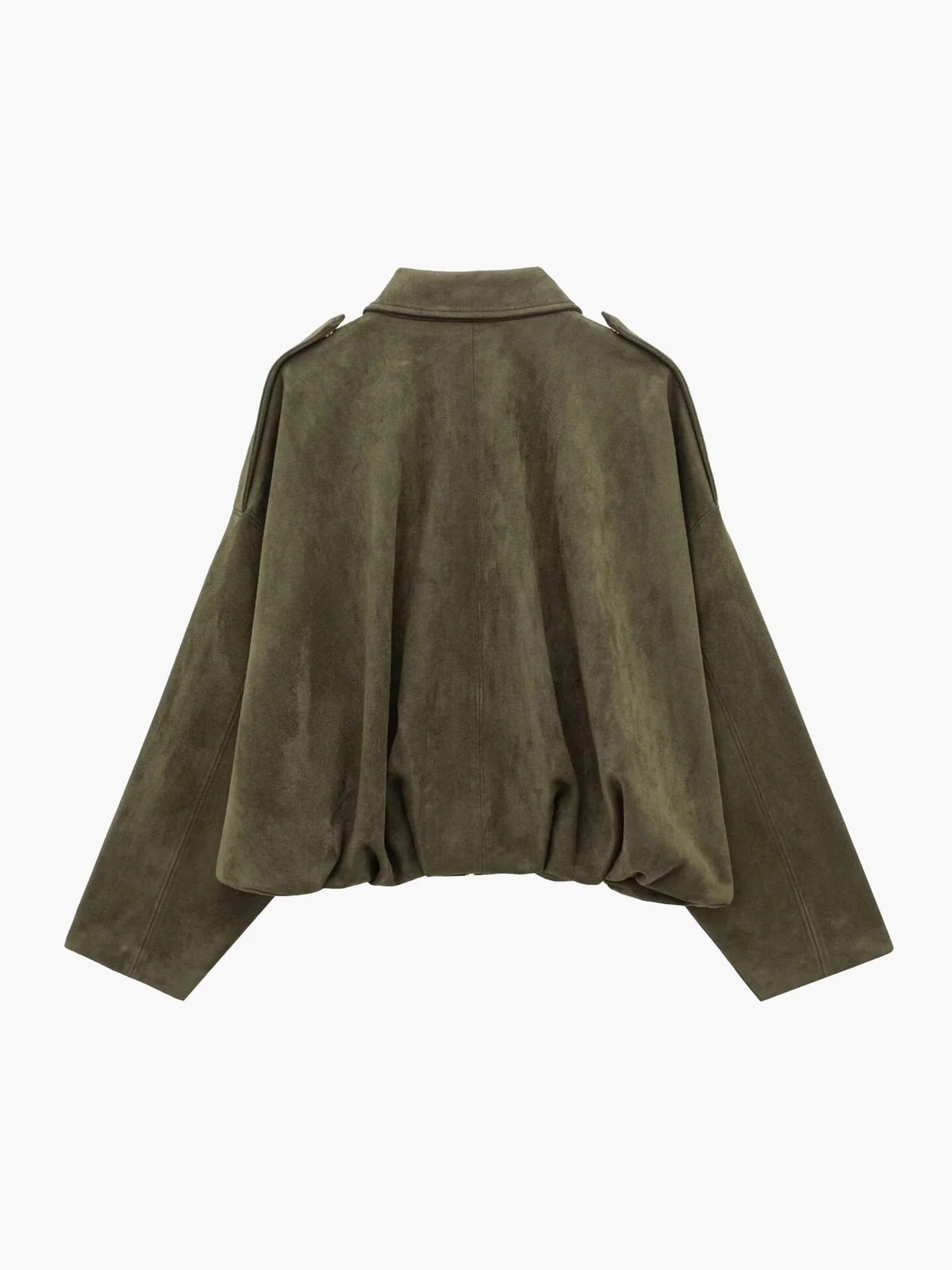 Women's faux suede collared bomber jacket