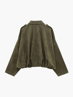 Women's faux suede collared bomber jacket