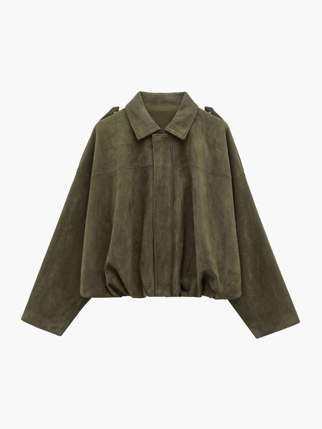 Women's faux suede collared bomber jacket