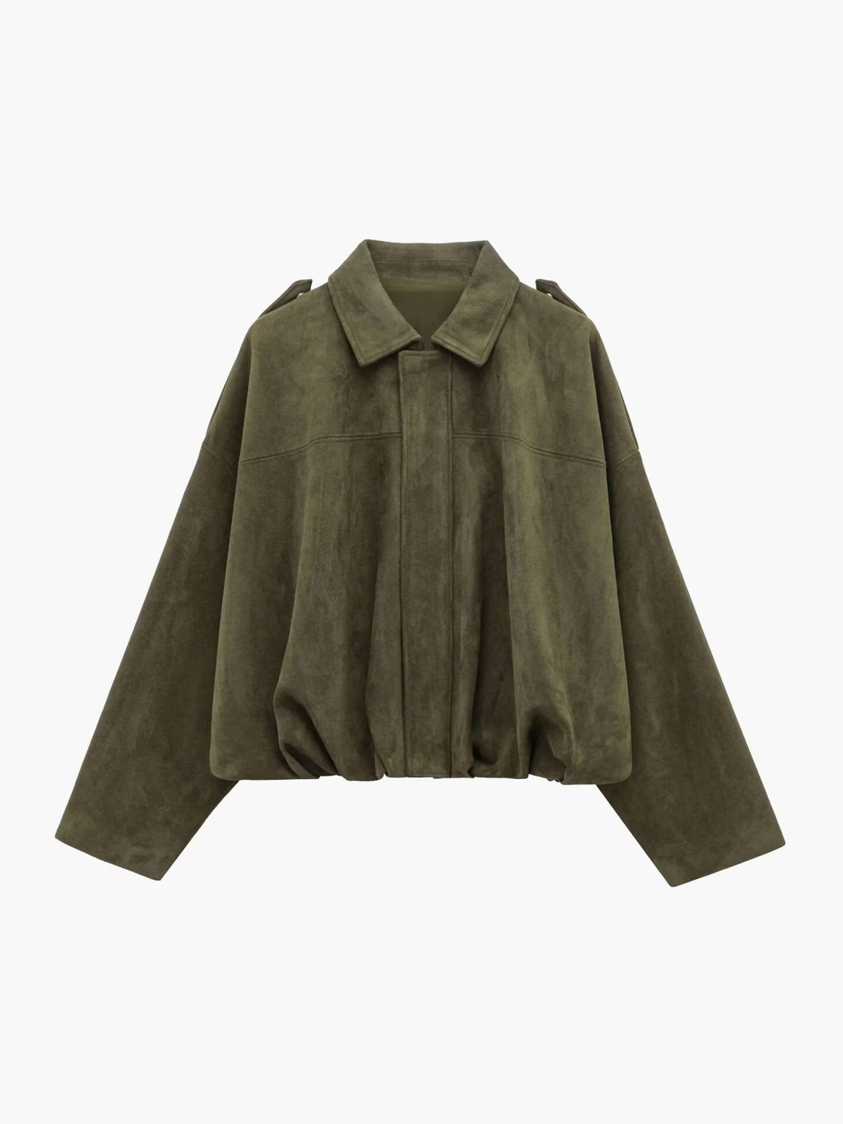Women's faux suede collared bomber jacket