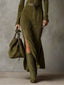 Evelyn | Belted Suede Zip Dress