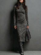 Ava | Suede Midi Dress