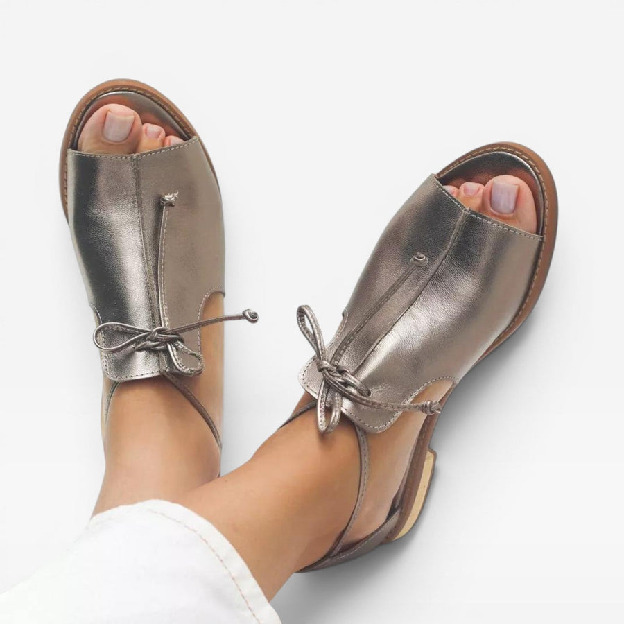 Women's Leather Open-Toe Sandals with Ankle Strap — view 4