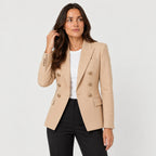Women's double-breasted blazer in Beige | Blewbury – front view