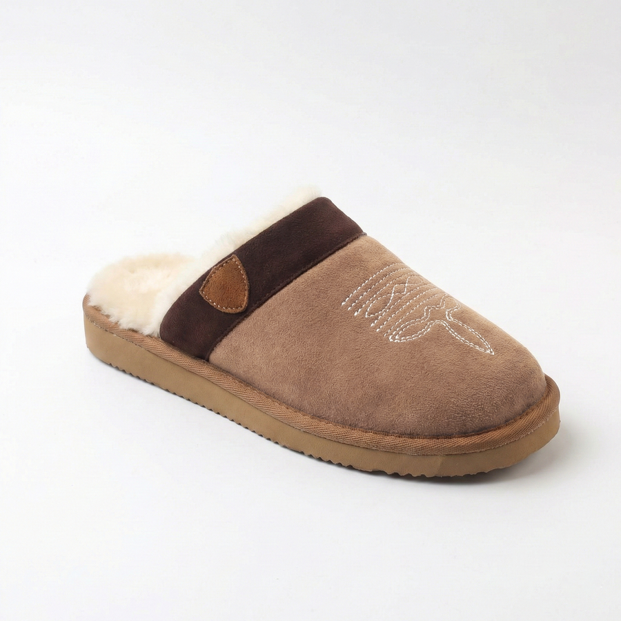 Women's Suede Western Mule Slippers with Faux Fur Lining — view 3