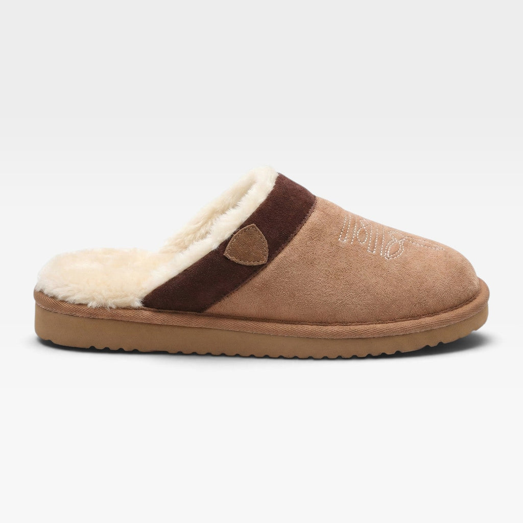 Women's Suede Western Mule Slippers with Faux Fur Lining