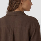 Women's relaxed-fit linen-look button-up shirt