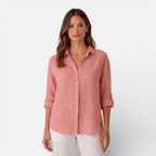 Women's relaxed-fit linen-look button-up shirt