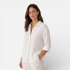 Women's relaxed-fit linen-look button-up shirt