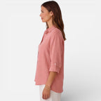 Women's relaxed-fit linen-look button-up shirt