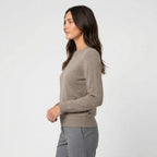 Women's Fitted Crew Neck Jumper in Taupe | Frampton – side view