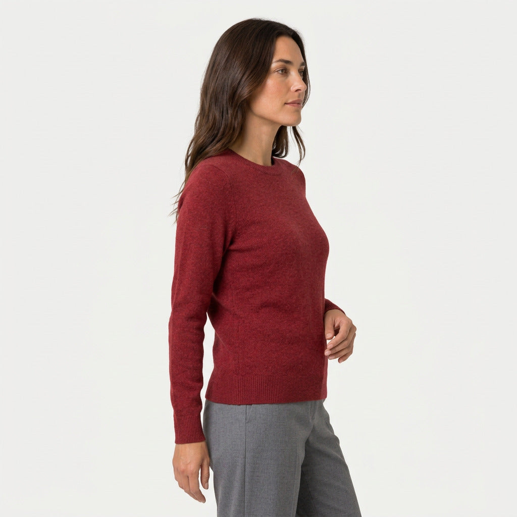 Women's Fitted Crew Neck Jumper in Red | Frampton – side view