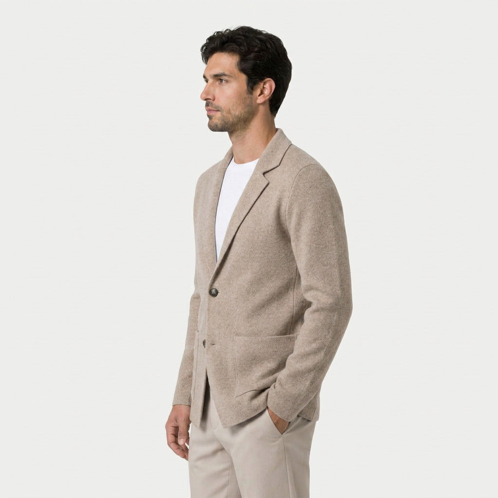 Men's knitted blazer in Beige | Swanbourne – side view