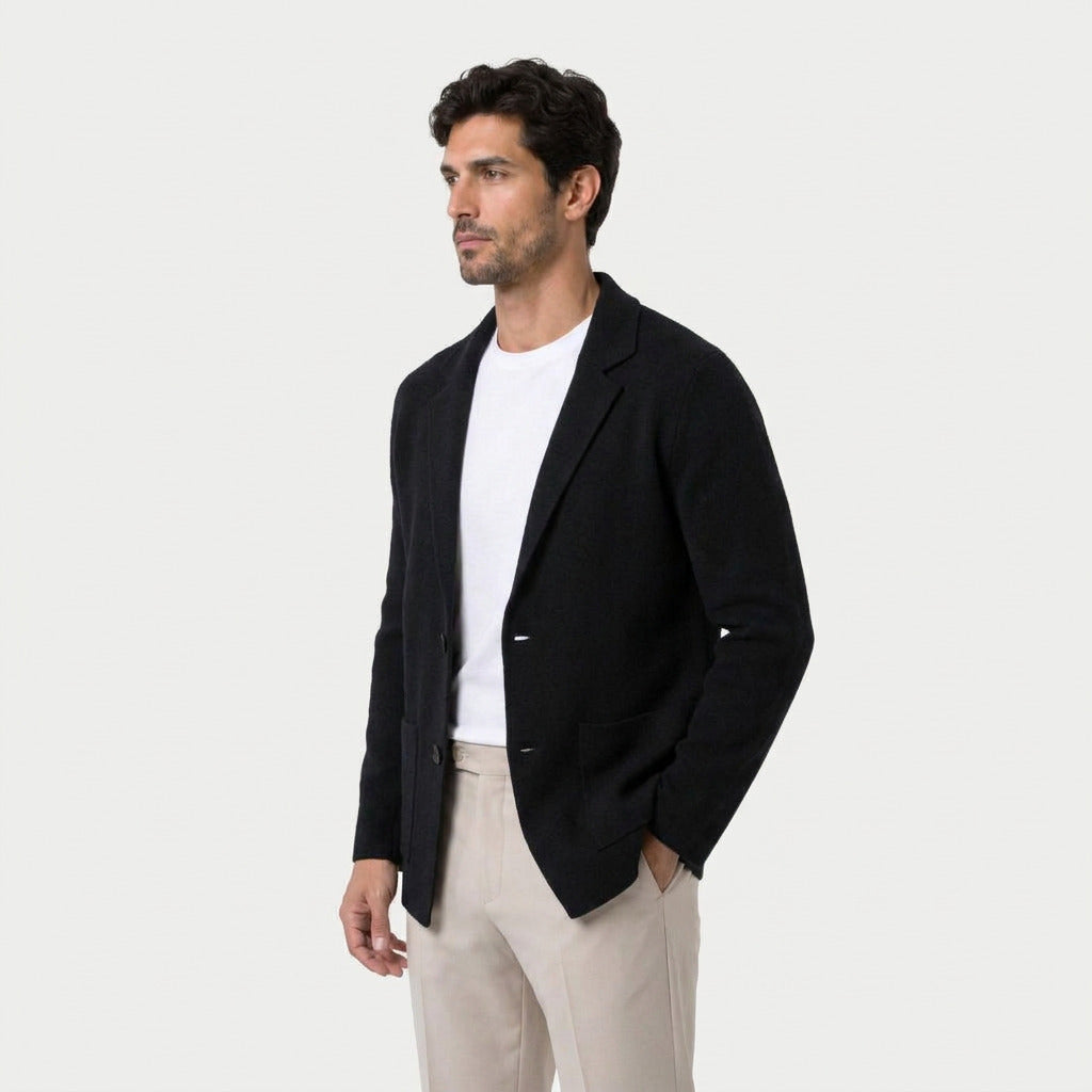 Men's knitted blazer in Black | Swanbourne – side view