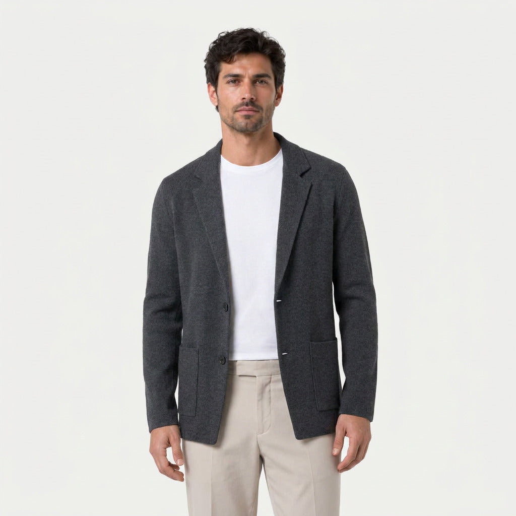 Men's knitted blazer in Dark Grey | Swanbourne – front view