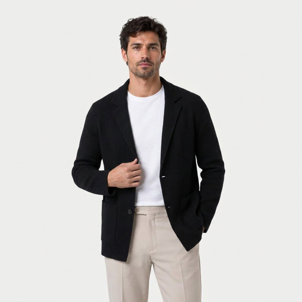 Men's knitted blazer in Black | Swanbourne – front view