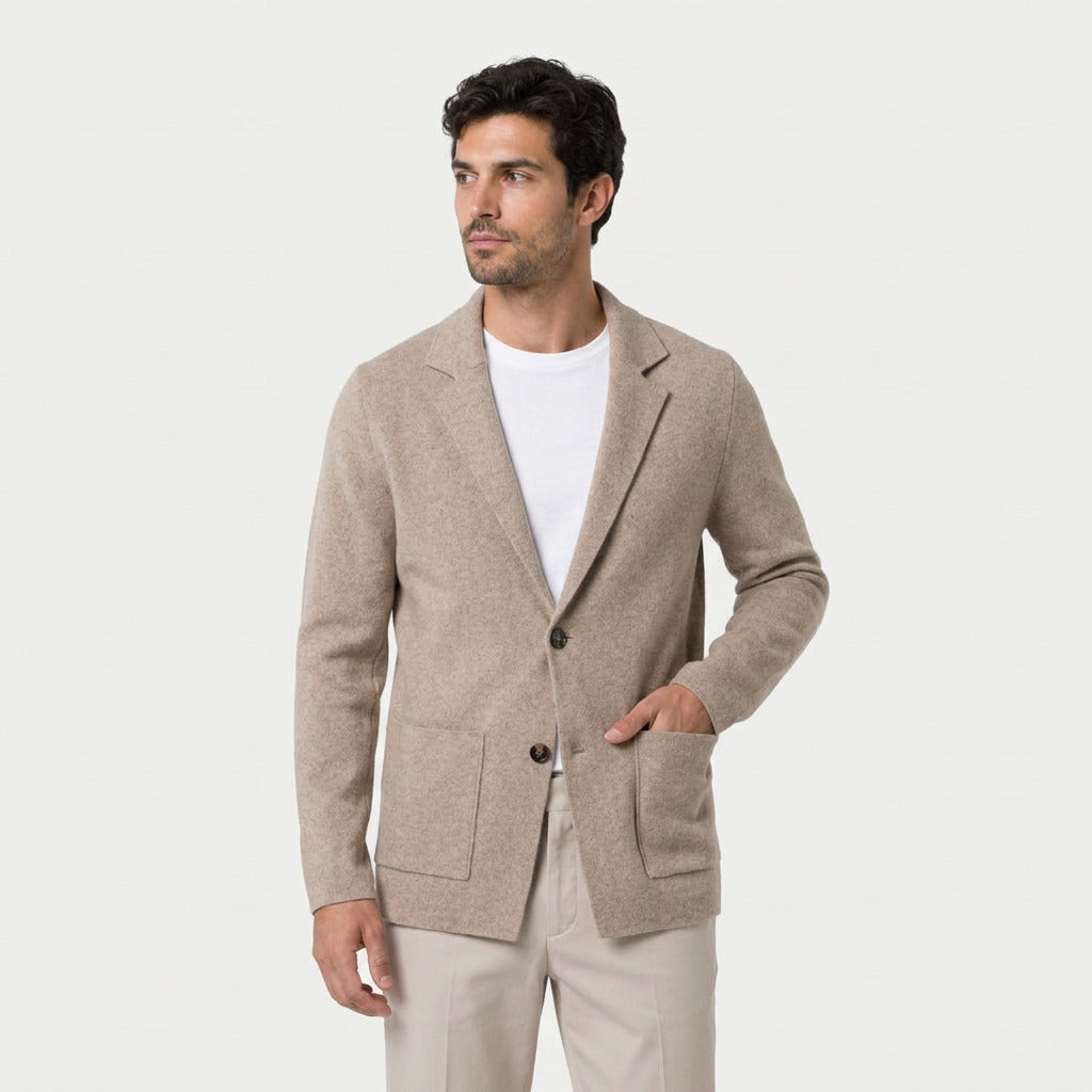 Men's knitted blazer in Beige | Swanbourne – front view