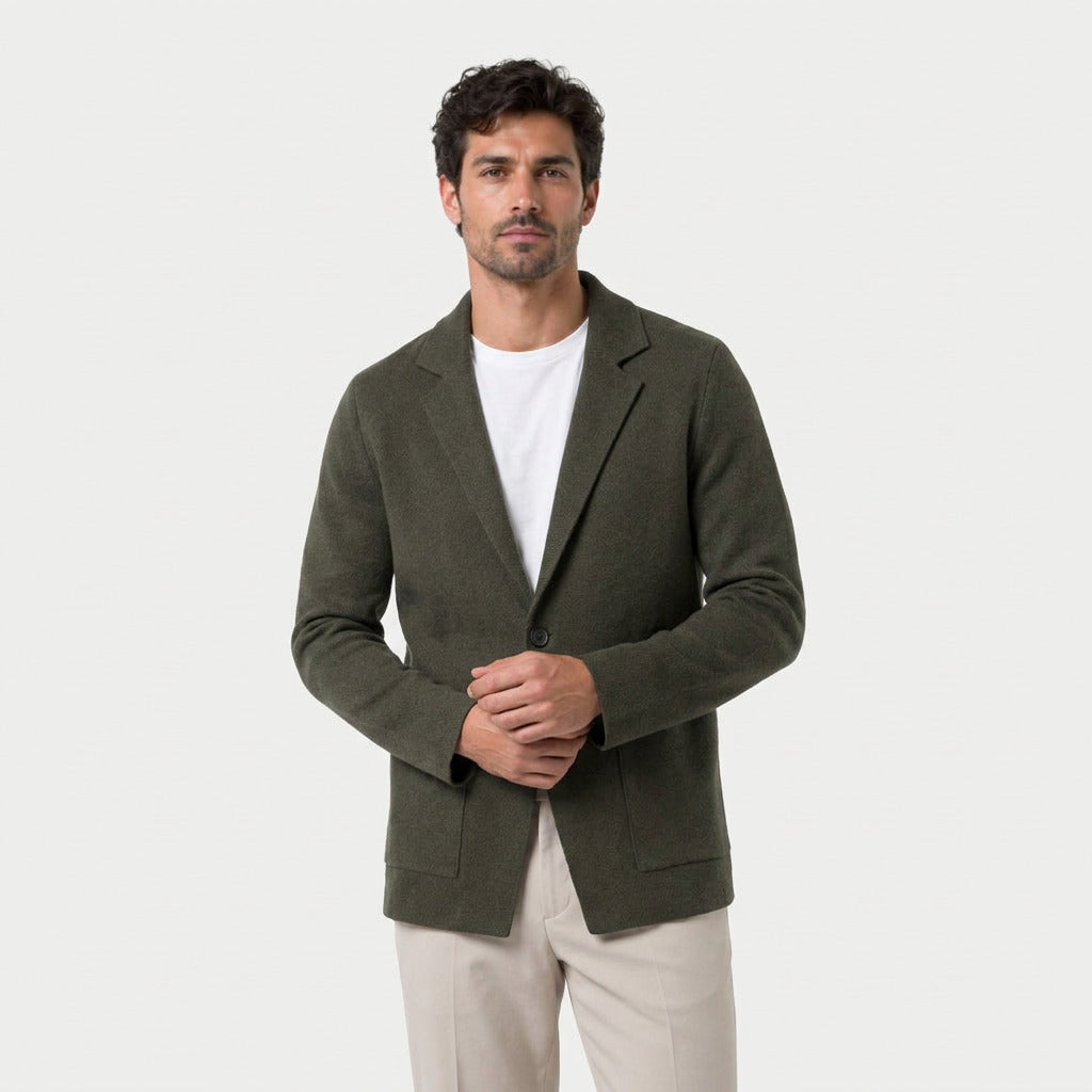 Men's knitted blazer in Olive | Swanbourne – front view