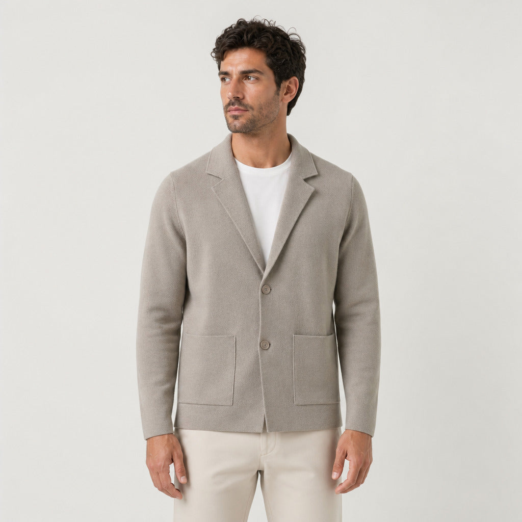 Men's knitted blazer in Light Grey | Swanbourne – front view