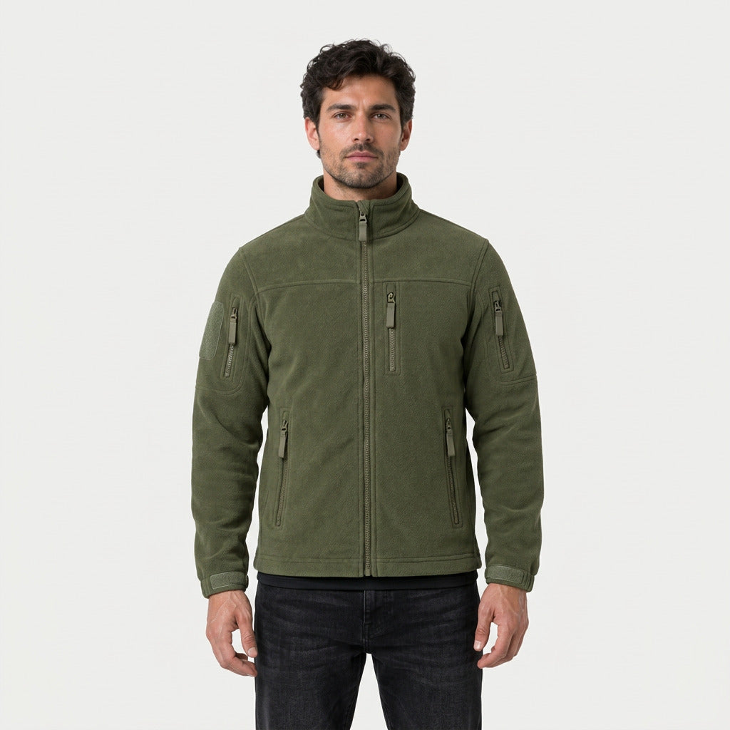 Men's utility fleece jacket in Olive | Ramsgill – front view