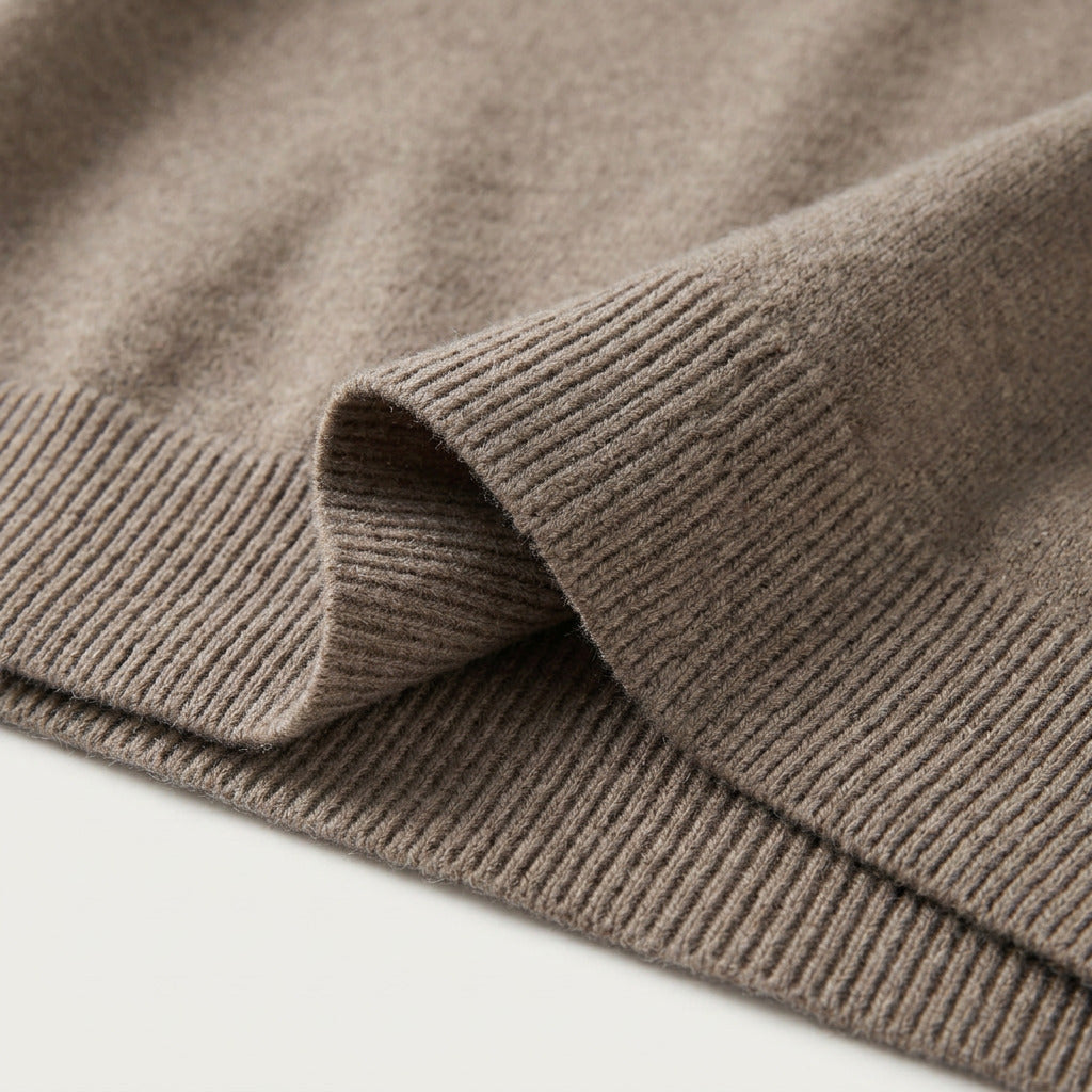 Women's Fitted Crew Neck Jumper in Taupe | Frampton – detail view
