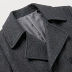 Men's double-breasted overcoat in Grey | Saxtead – detail view