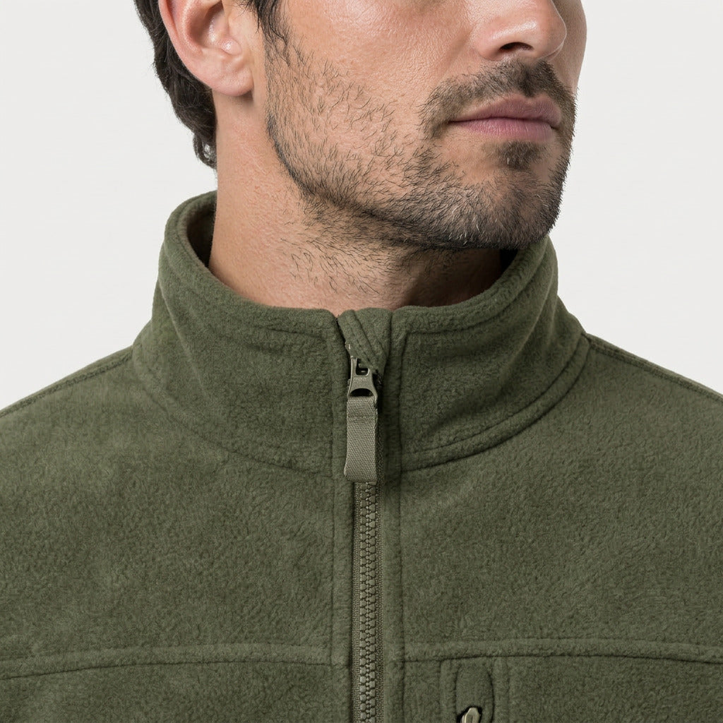 Men's utility fleece jacket in Olive | Ramsgill – detail view