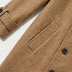 Men's double-breasted overcoat in Camel | Saxtead – detail view