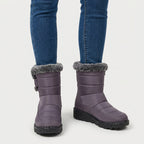 Women's faux fur collar snow boots in Purple Grey | Kimmeridge – front view
