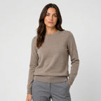 Women's Fitted Crew Neck Jumper in Taupe | Frampton – front view