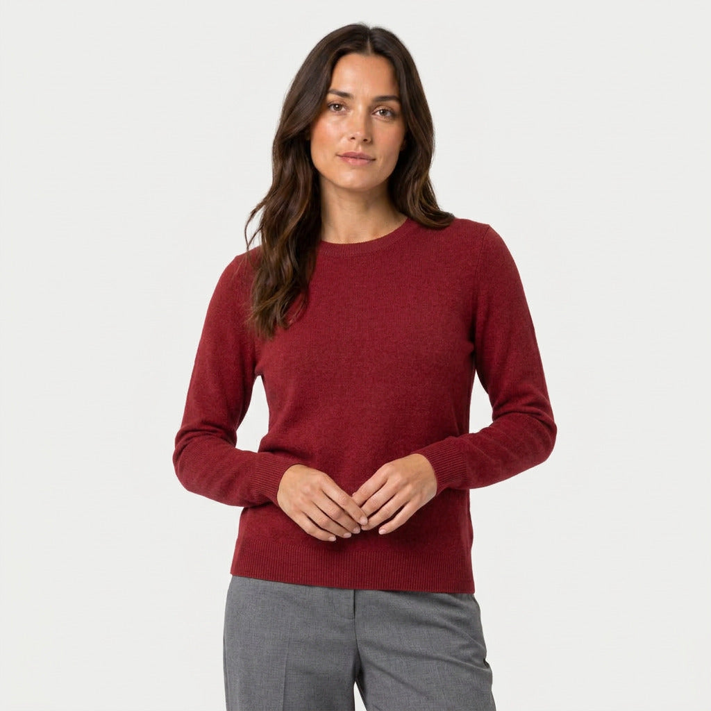 Women's Fitted Crew Neck Jumper in Red | Frampton – front view