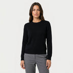 Women's Fitted Crew Neck Jumper in Black | Frampton – front view