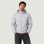 Men's hooded windbreaker in Light Grey | Meldon – front view