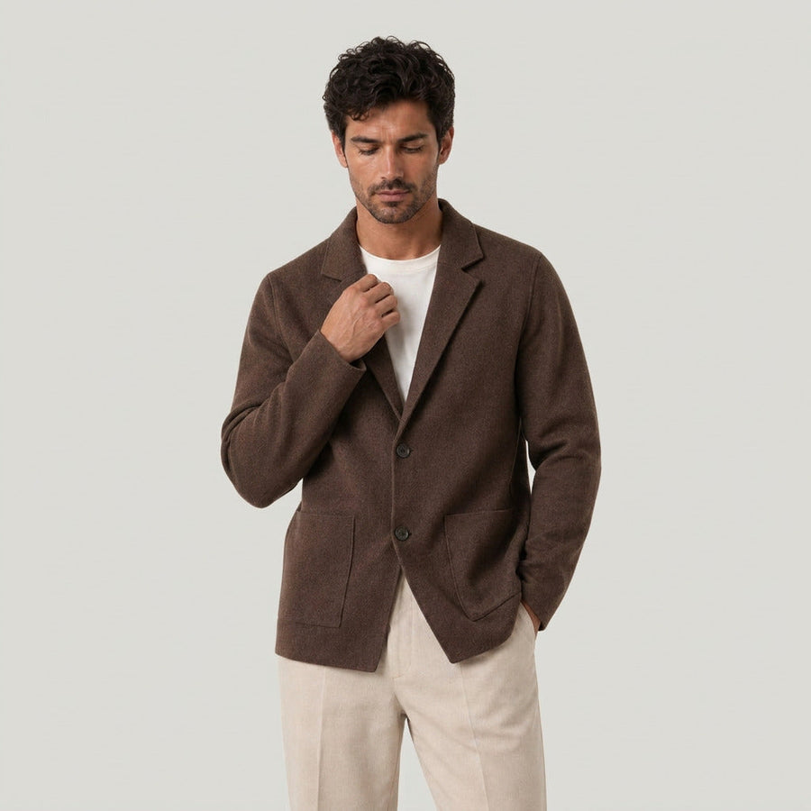 Men's knitted blazer in Brown | Swanbourne – front view