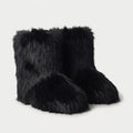 Women's fluffy faux fur boots in Black | Goadby – front view