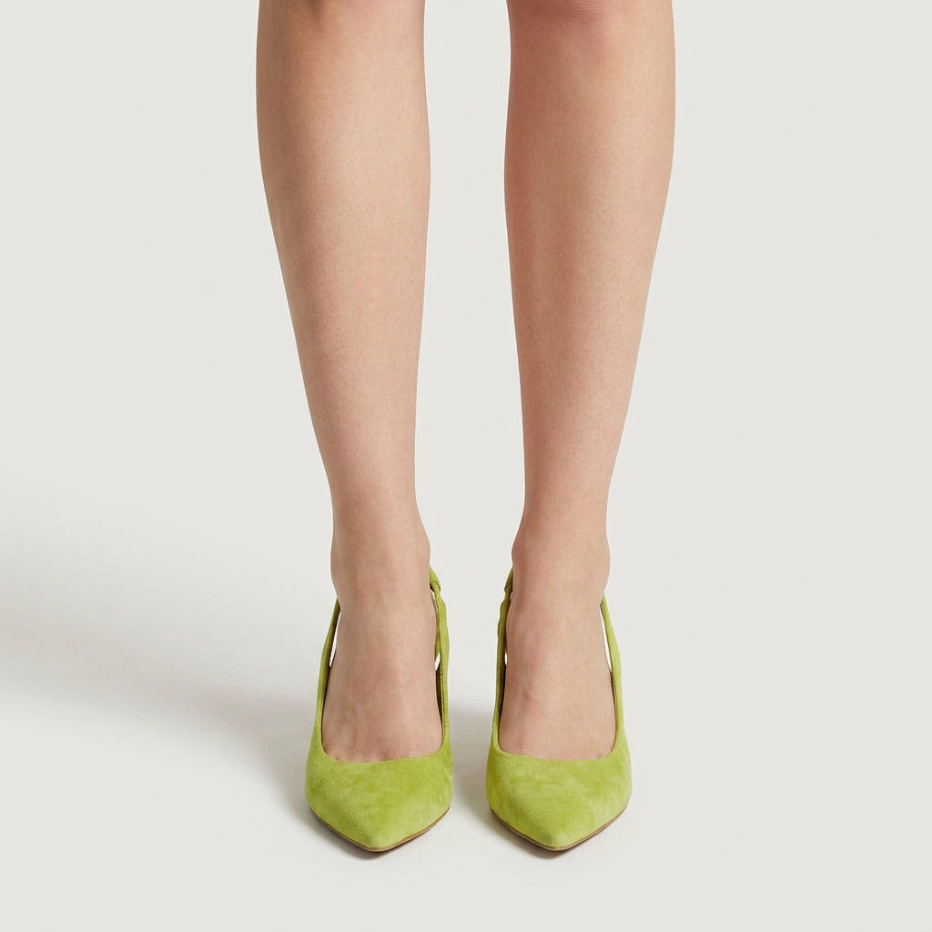 Women's slingback kitten heels in Lime | Bledlow – front view