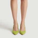 Women's slingback kitten heels in Lime | Bledlow – front view