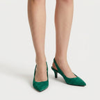 Women's slingback kitten heels in Emerald | Bledlow – front view
