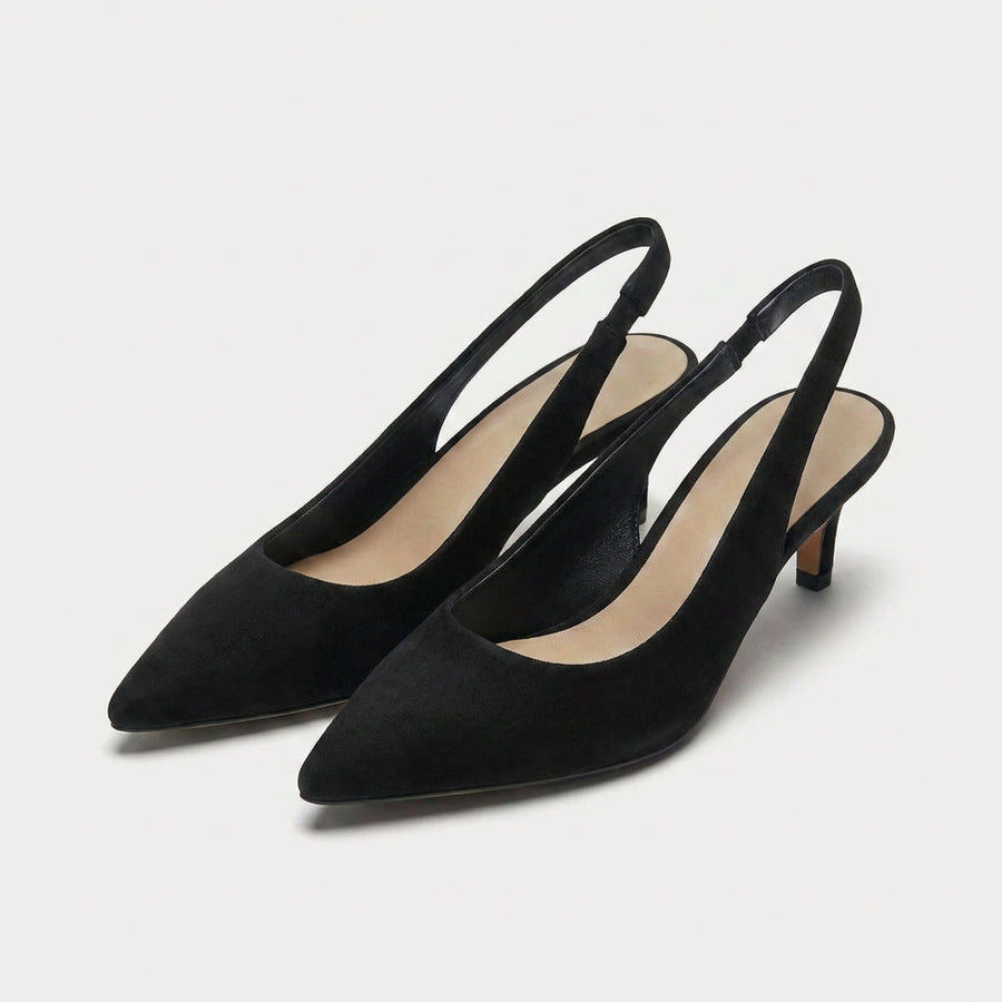 Women's slingback kitten heels in Black | Bledlow – front view