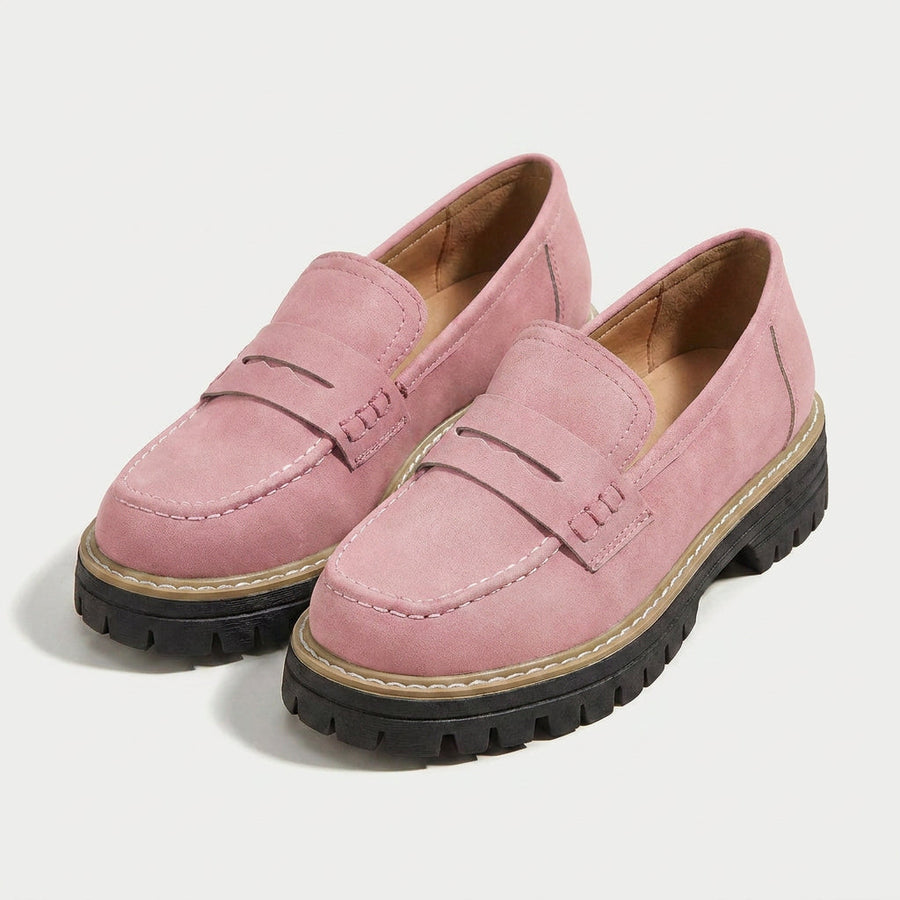 Women's chunky loafers in Pink | Fingest – front view