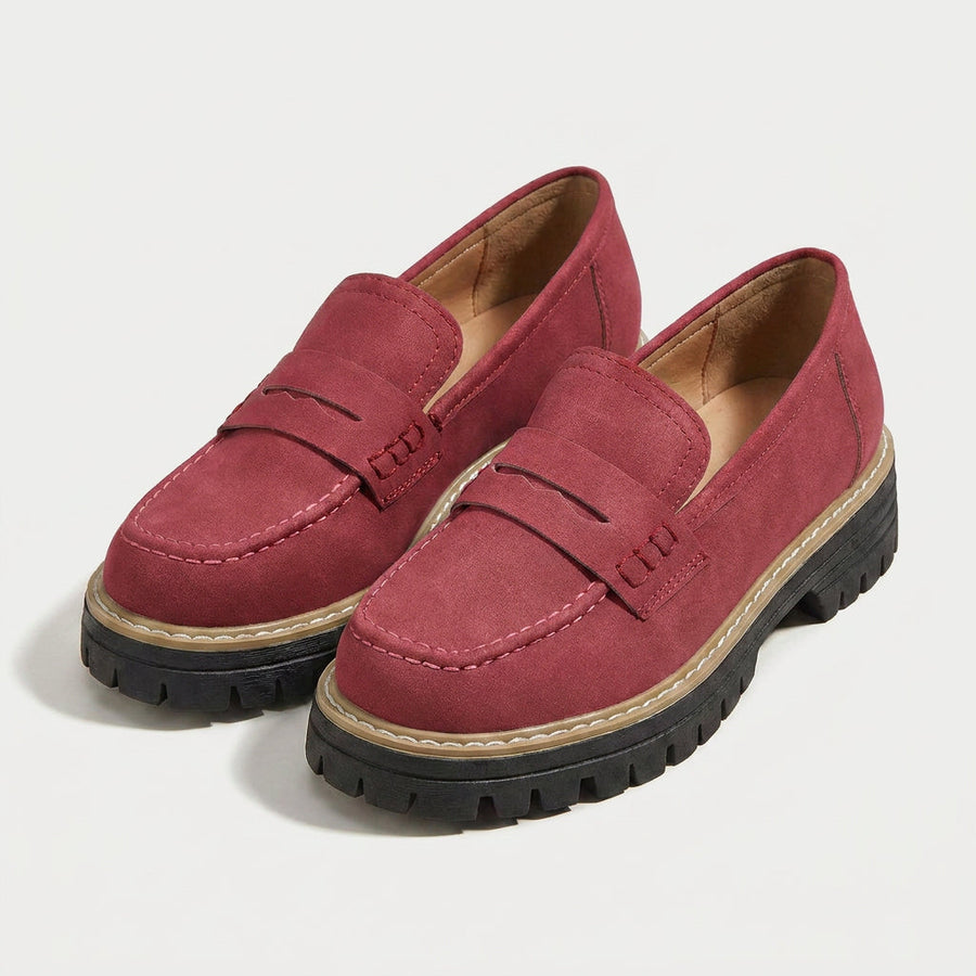 Women's chunky loafers in Burgundy | Fingest – front view