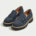 Women's chunky loafers in Navy | Fingest – front view