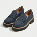 Women's chunky loafers in Navy | Fingest – front view