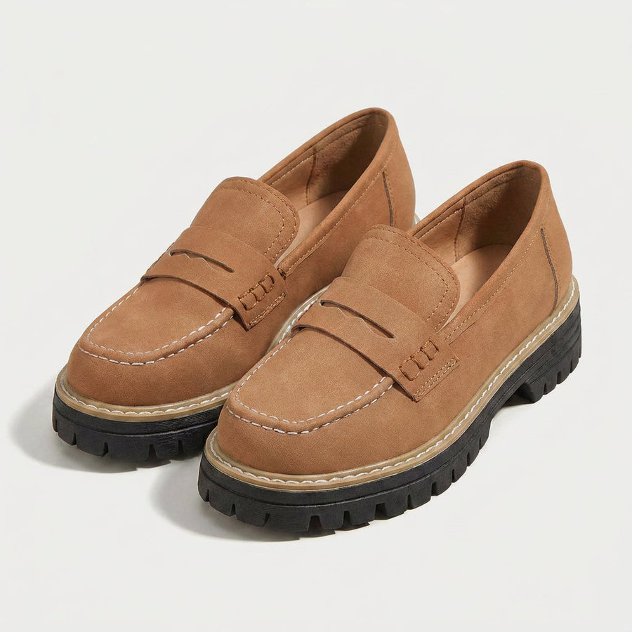 Women's chunky loafers in Camel | Fingest – front view