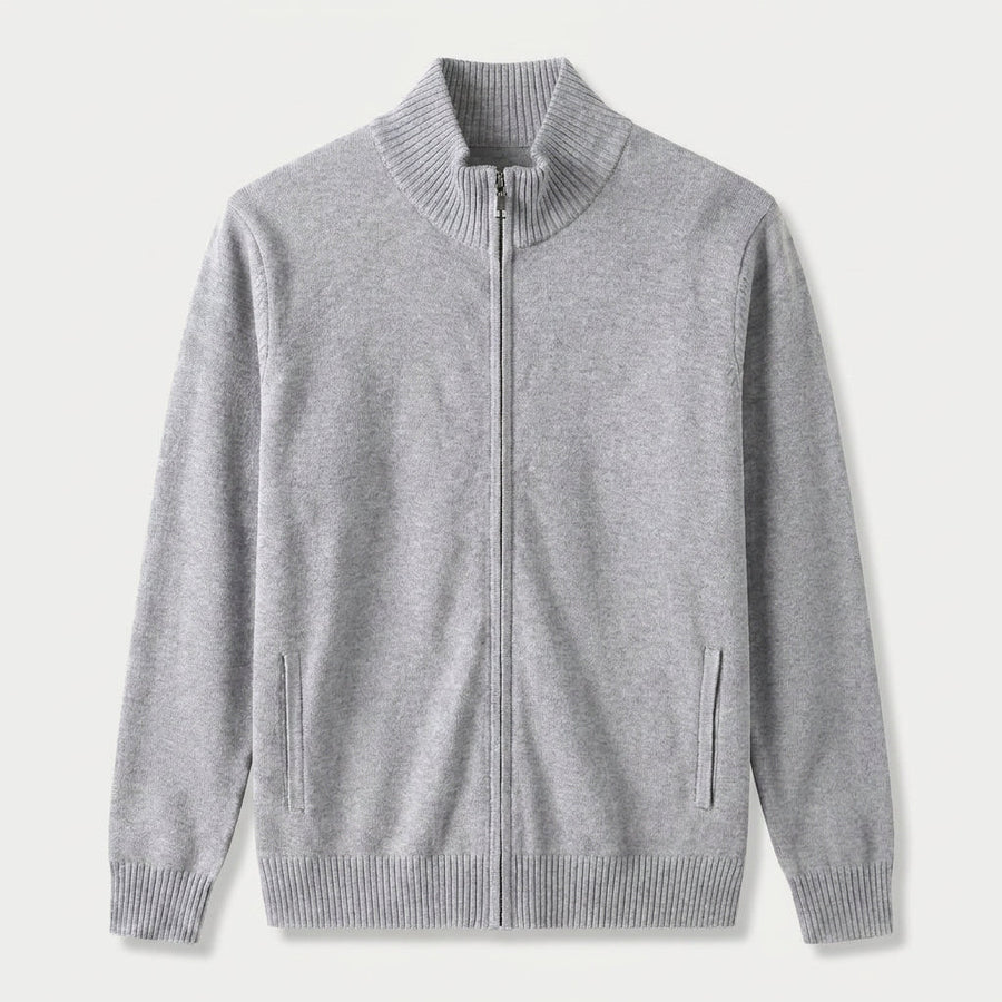 Men's full-zip wool-blend cardigan in Grey | Nunnington – front view