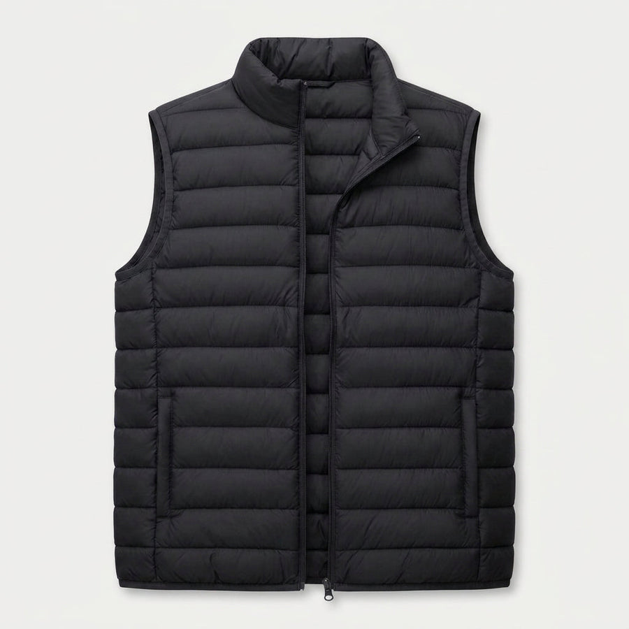 Men's Quilted Puffer Gilet in Black | Sherston – front view