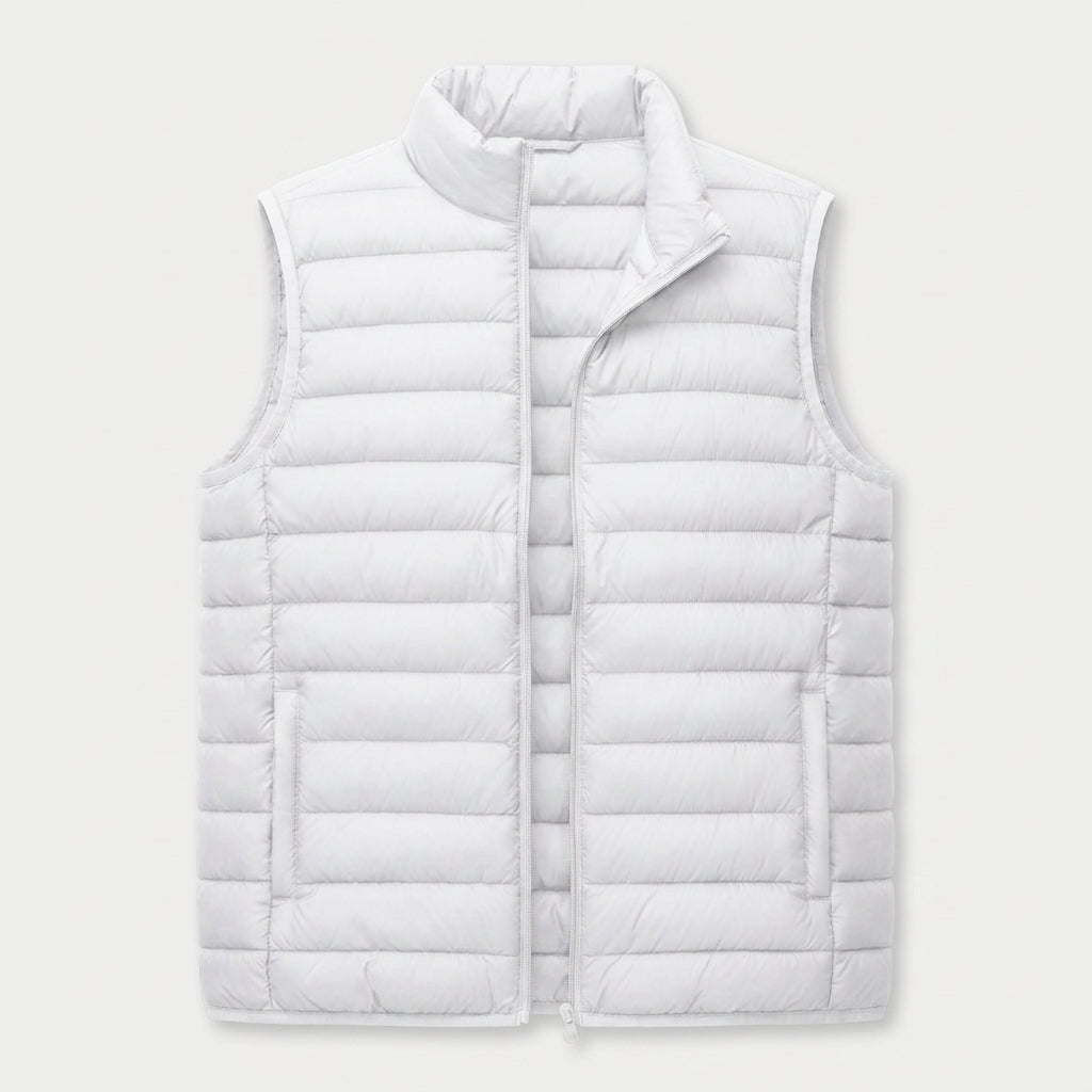 Men's Quilted Puffer Gilet in White | Sherston – front view