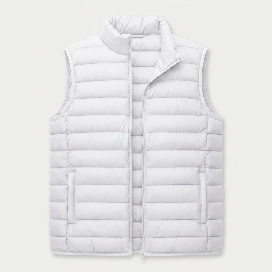 Men's Quilted Puffer Gilet in White | Sherston – front view