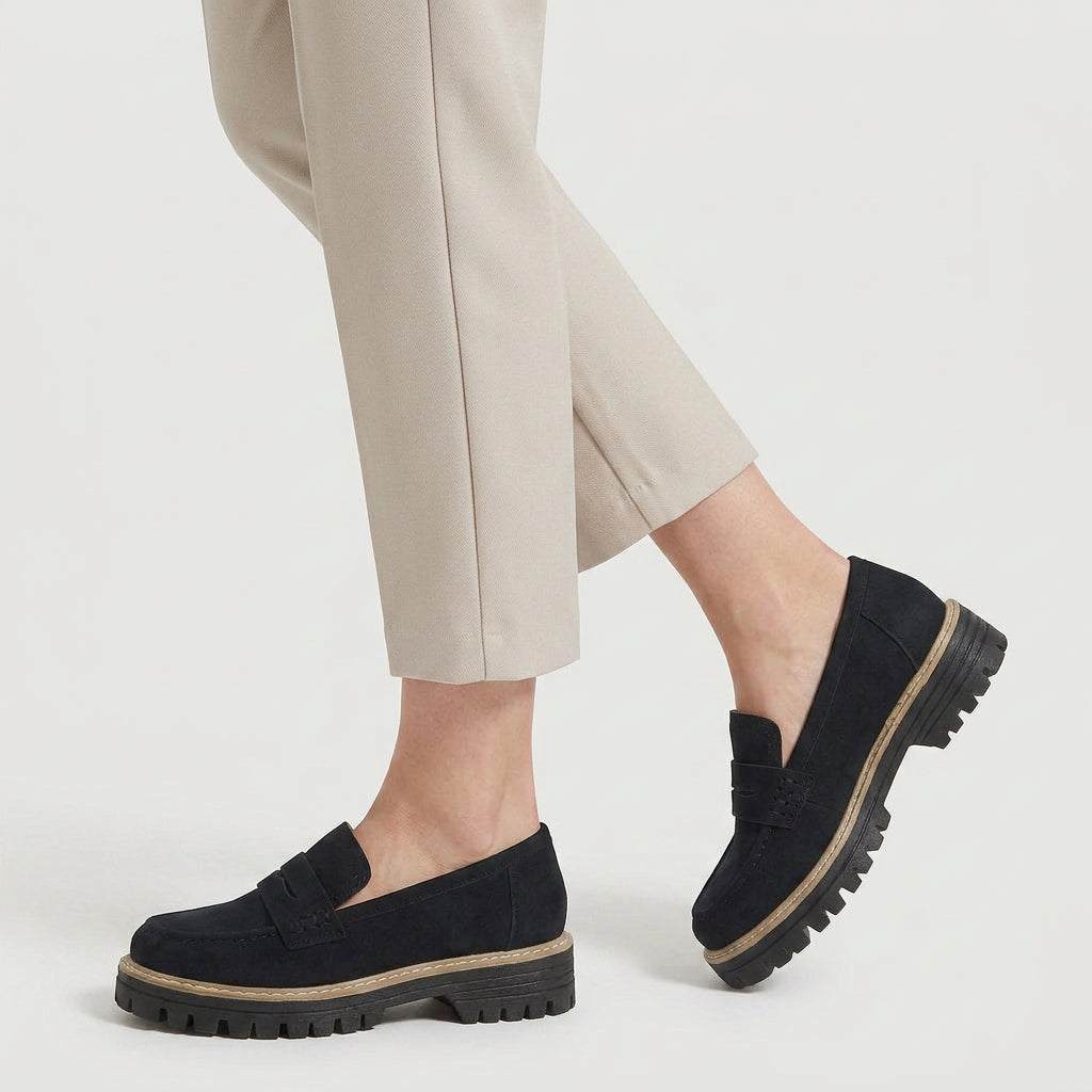 Women's chunky loafers in Black | Fingest – side view